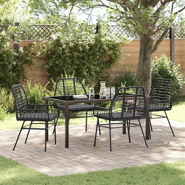 Grote foto vidaxl tuin eetset 5 pcs zwart poly rattan tuin en terras tuinmeubelen