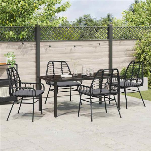 Grote foto vidaxl tuin eetset 5 pcs zwart poly rattan tuin en terras tuinmeubelen