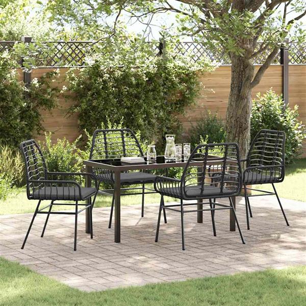 Grote foto vidaxl tuin eetset 5 pcs zwart poly rattan tuin en terras tuinmeubelen