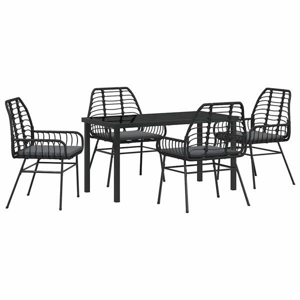 Grote foto vidaxl tuin eetset 5 pcs zwart poly rattan tuin en terras tuinmeubelen