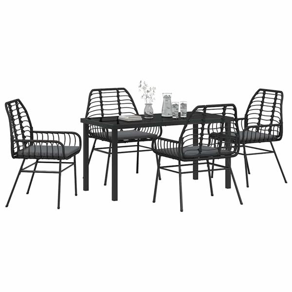 Grote foto vidaxl tuin eetset 5 pcs zwart poly rattan tuin en terras tuinmeubelen