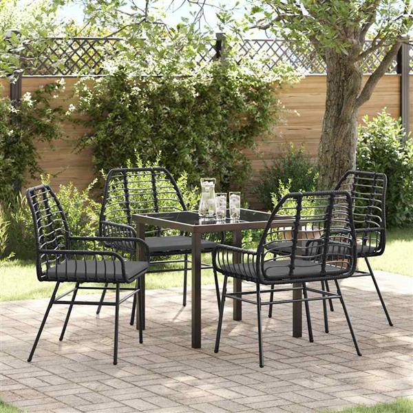 Grote foto vidaxl tuin eetset 5 pcs zwart poly rattan tuin en terras tuinmeubelen