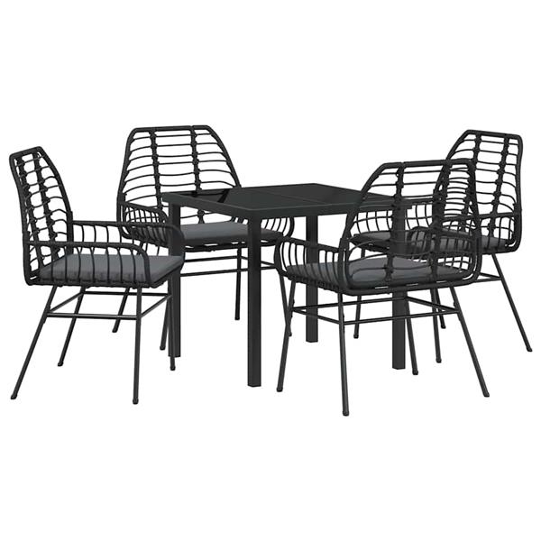 Grote foto vidaxl tuin eetset 5 pcs zwart poly rattan tuin en terras tuinmeubelen