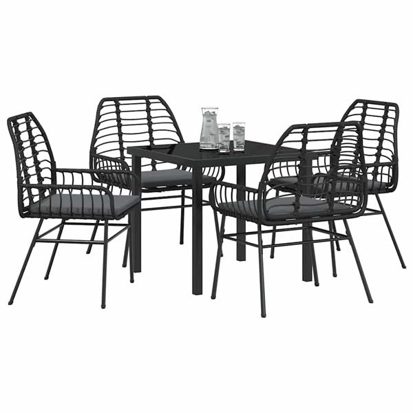 Grote foto vidaxl tuin eetset 5 pcs zwart poly rattan tuin en terras tuinmeubelen