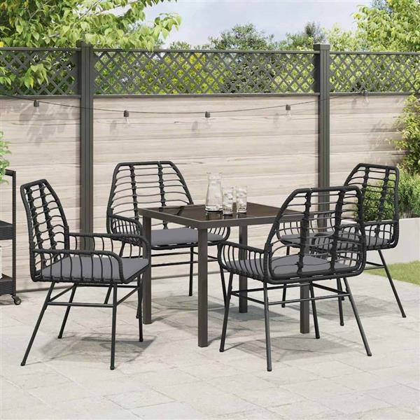 Grote foto vidaxl tuin eetset 5 pcs zwart poly rattan tuin en terras tuinmeubelen
