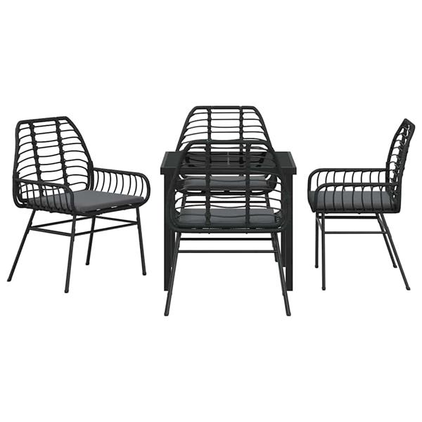 Grote foto vidaxl tuin eetset 5 pcs zwart poly rattan tuin en terras tuinmeubelen