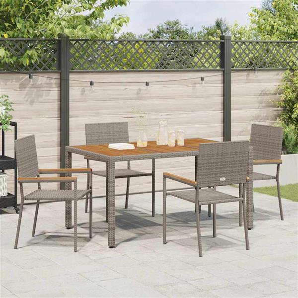 Grote foto vidaxl tuinstapelstoelen 4 pcs grijs en bruin tuin en terras tuinmeubelen