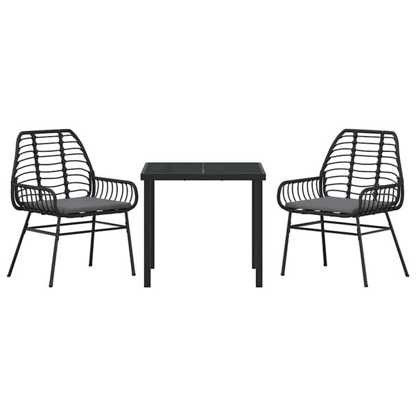 Grote foto vidaxl tuin eetset 3 pcs zwart poly rattan tuin en terras tuinmeubelen