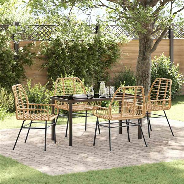 Grote foto vidaxl tuin eetset 5 pcs bruin poly rattan tuin en terras tuinmeubelen