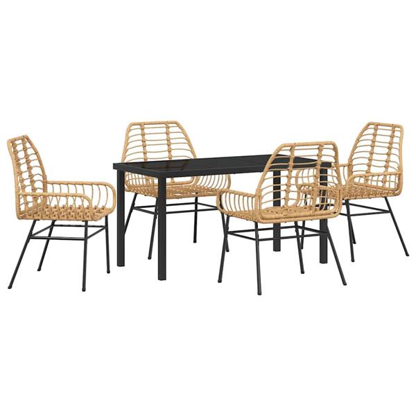 Grote foto vidaxl tuin eetset 5 pcs bruin poly rattan tuin en terras tuinmeubelen