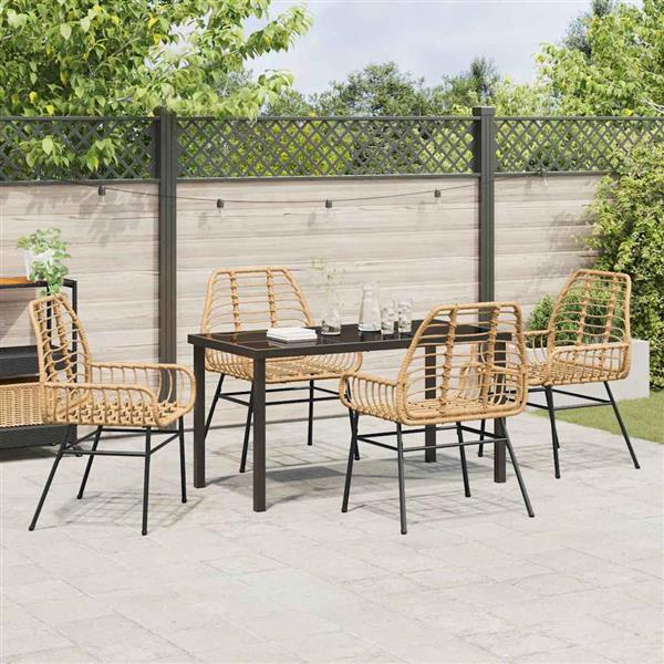 Grote foto vidaxl tuin eetset 5 pcs bruin poly rattan tuin en terras tuinmeubelen