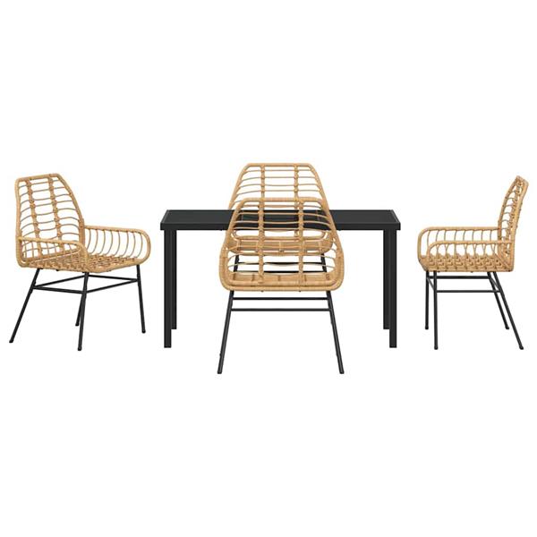 Grote foto vidaxl tuin eetset 5 pcs bruin poly rattan tuin en terras tuinmeubelen