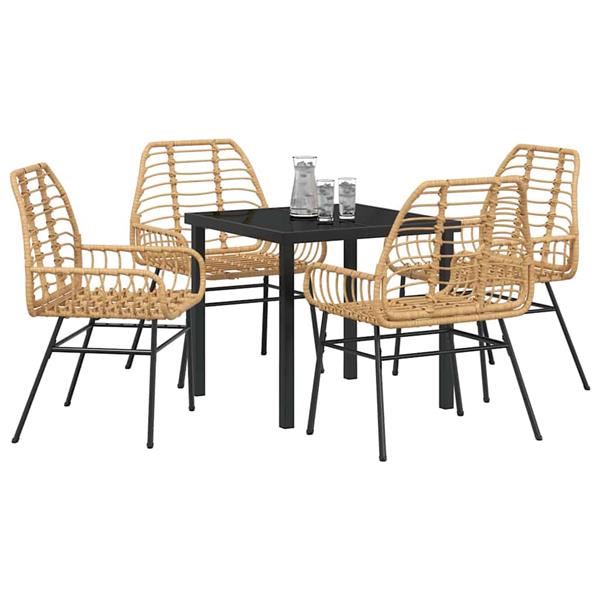 Grote foto vidaxl tuin eetset 5 pcs bruin poly rattan tuin en terras tuinmeubelen