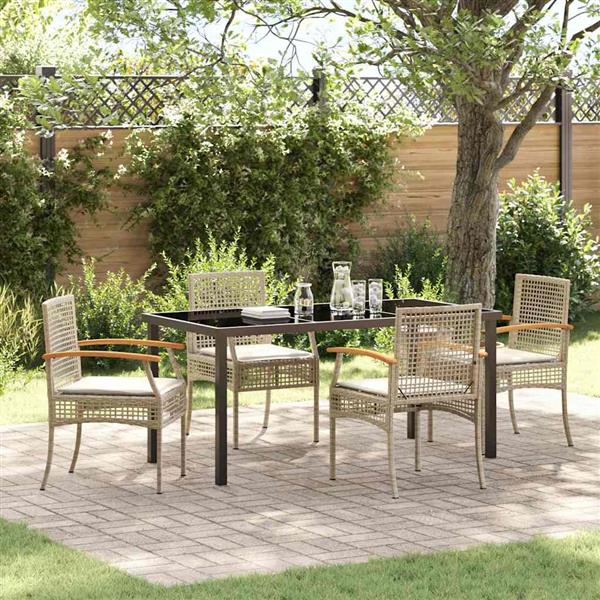 Grote foto vidaxl tuin eetset 5 pcs beige poly rattan tuin en terras tuinmeubelen
