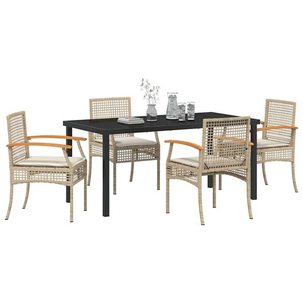 Grote foto vidaxl tuin eetset 5 pcs beige poly rattan tuin en terras tuinmeubelen