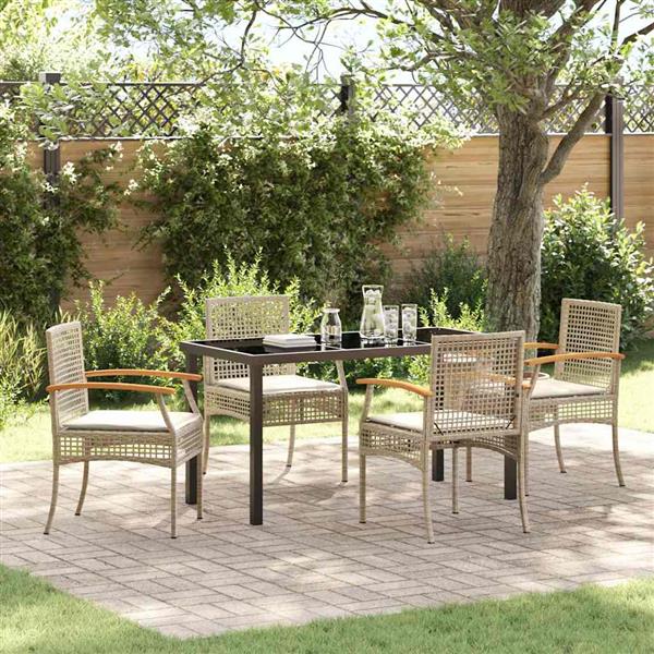 Grote foto vidaxl tuin eetset 5 pcs beige poly rattan tuin en terras tuinmeubelen