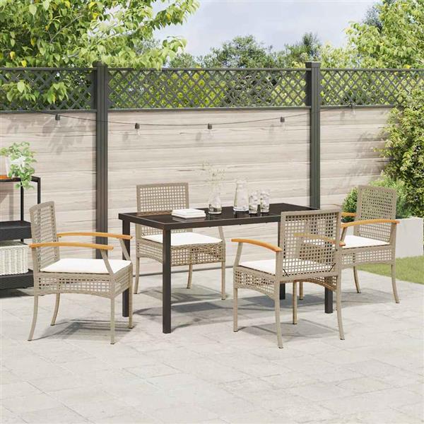 Grote foto vidaxl tuin eetset 5 pcs beige poly rattan tuin en terras tuinmeubelen