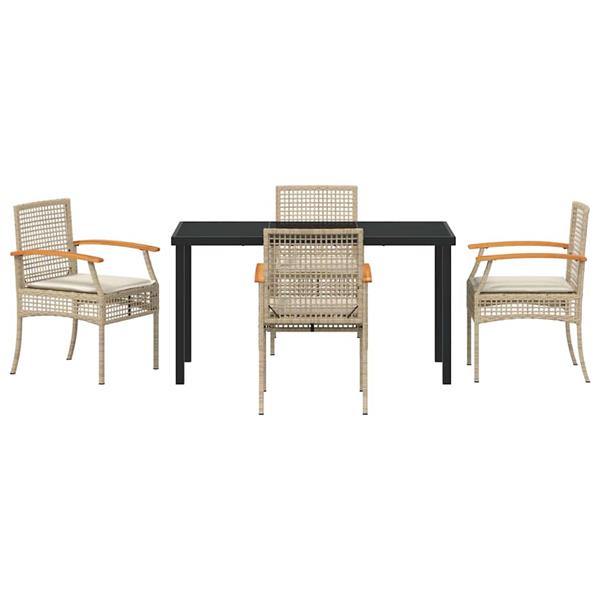 Grote foto vidaxl tuin eetset 5 pcs beige poly rattan tuin en terras tuinmeubelen