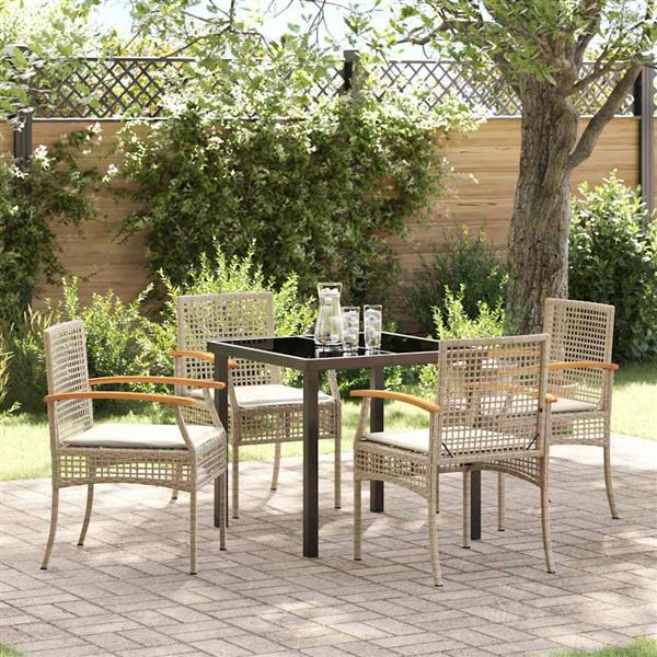 Grote foto vidaxl tuin eetset 5 pcs beige poly rattan tuin en terras tuinmeubelen