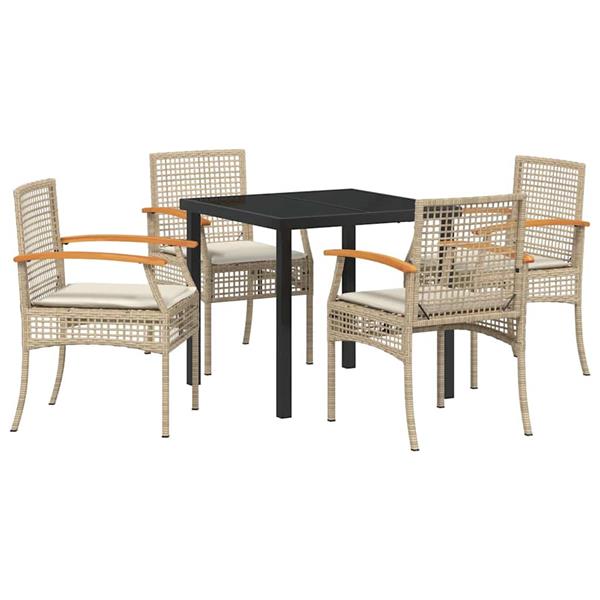 Grote foto vidaxl tuin eetset 5 pcs beige poly rattan tuin en terras tuinmeubelen