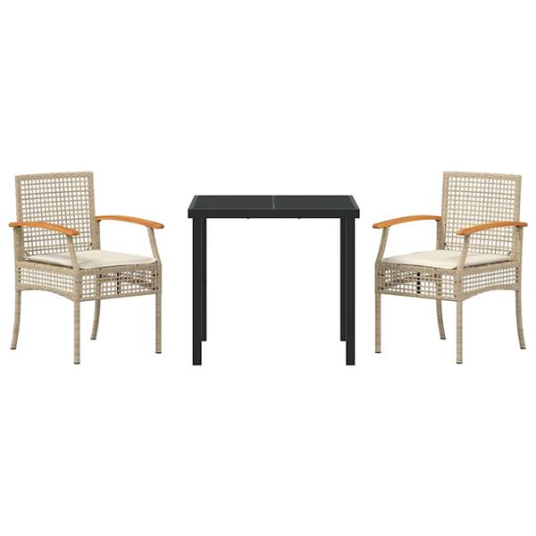 Grote foto vidaxl tuin eetset 3 pcs beige poly rattan tuin en terras tuinmeubelen