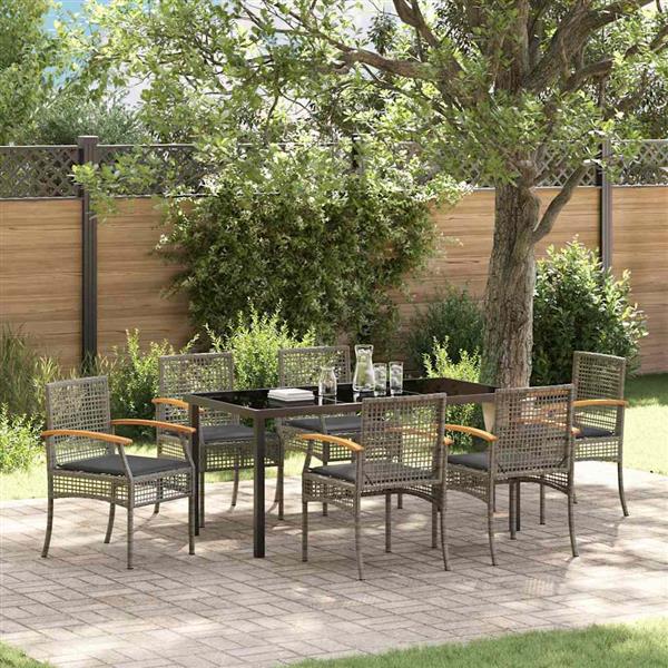 Grote foto vidaxl tuin eetset 7 pcs grijs poly rattan tuin en terras tuinmeubelen