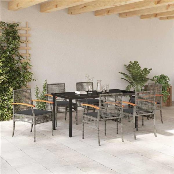 Grote foto vidaxl tuin eetset 7 pcs grijs poly rattan tuin en terras tuinmeubelen