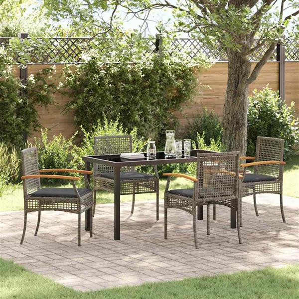 Grote foto vidaxl tuin eetset 5 pcs grijs poly rattan tuin en terras tuinmeubelen