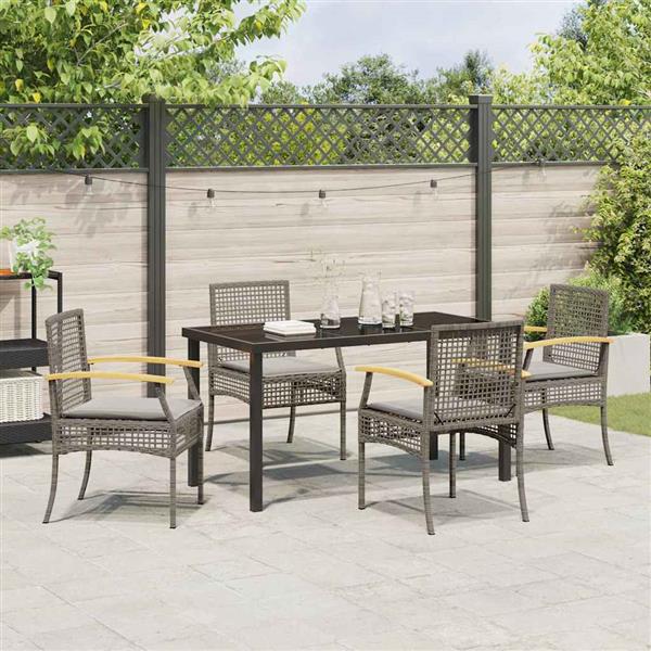 Grote foto vidaxl tuin eetset 5 pcs grijs poly rattan tuin en terras tuinmeubelen