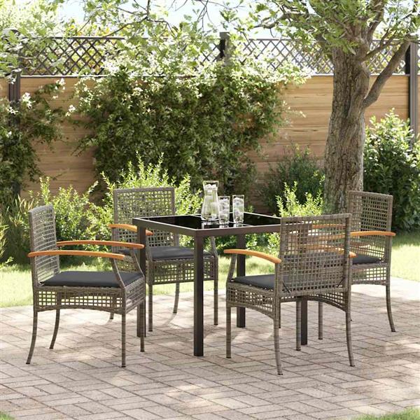 Grote foto vidaxl tuin eetset 5 pcs grijs poly rattan tuin en terras tuinmeubelen