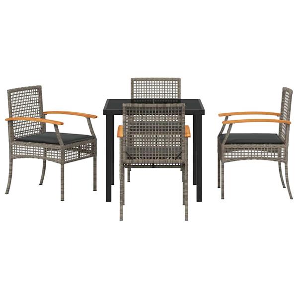 Grote foto vidaxl tuin eetset 5 pcs grijs poly rattan tuin en terras tuinmeubelen