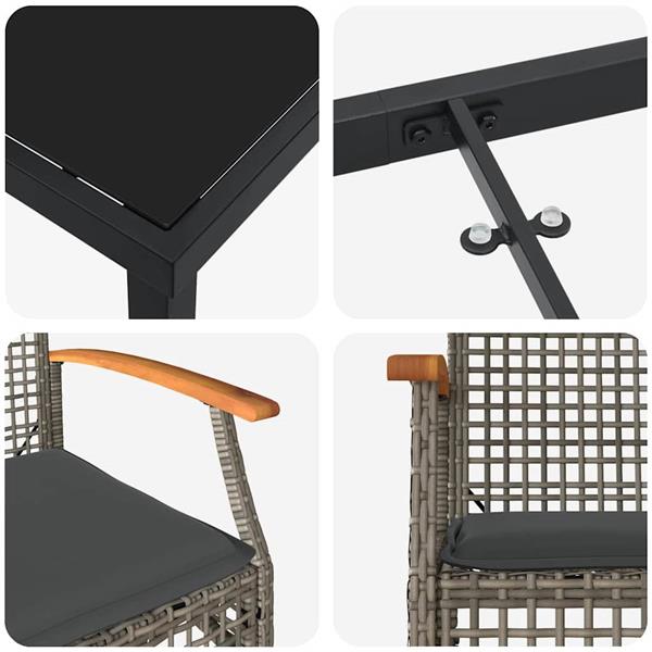 Grote foto vidaxl tuin eetset 5 pcs grijs poly rattan tuin en terras tuinmeubelen