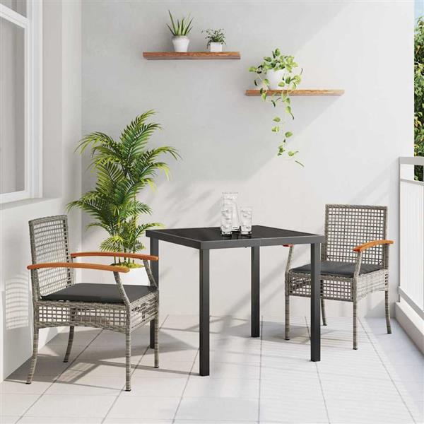 Grote foto vidaxl tuin eetset 3 pcs grijs poly rattan tuin en terras tuinmeubelen