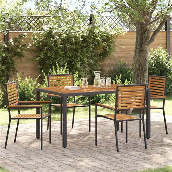 Grote foto vidaxl tuinstapelstoelen 4 pcs bruin en zwart tuin en terras tuinmeubelen