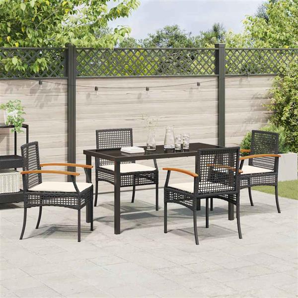 Grote foto vidaxl tuin eetset 5 pcs zwart poly rattan tuin en terras tuinmeubelen