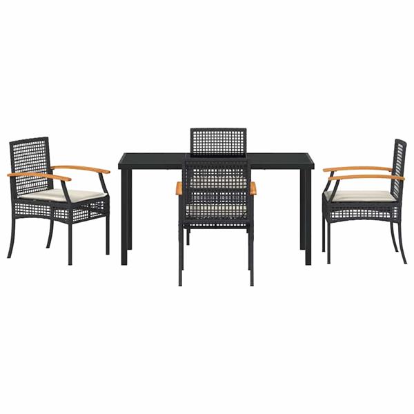 Grote foto vidaxl tuin eetset 5 pcs zwart poly rattan tuin en terras tuinmeubelen