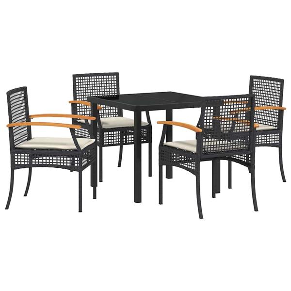 Grote foto vidaxl tuin eetset 5 pcs zwart poly rattan tuin en terras tuinmeubelen
