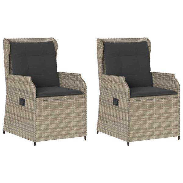 Grote foto vidaxl tuinbank met kussen 2 pcs lichtgrijs poly riet tuin en terras tuinmeubelen