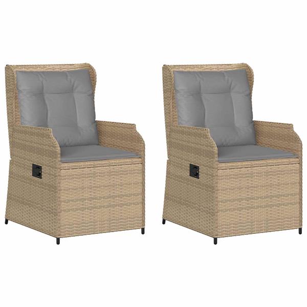Grote foto vidaxl tuinbank met kussen 2 pcs beige poly riet tuin en terras tuinmeubelen