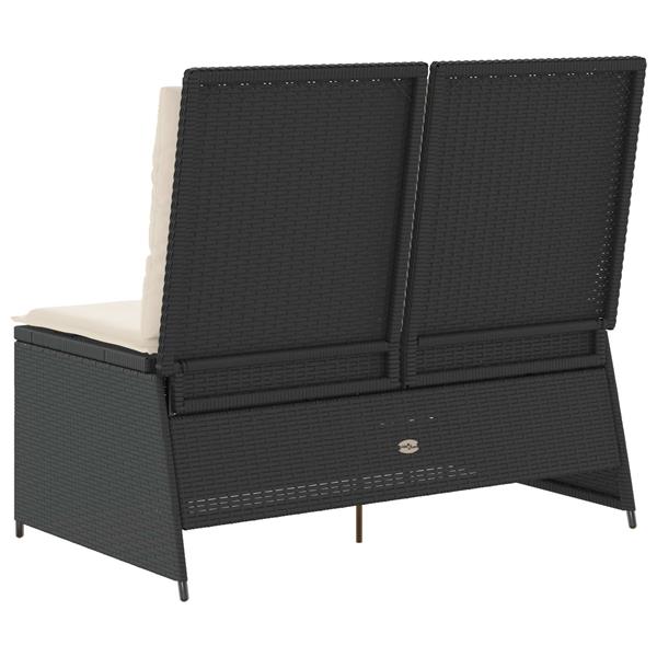 Grote foto vidaxl tuinbank met kussen zwart poly riet tuin en terras tuinmeubelen