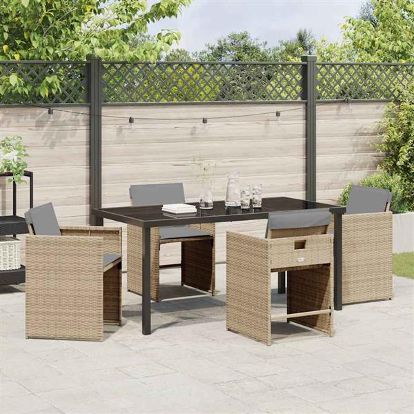 Grote foto vidaxl tuin eetset 5 pcs beige poly rattan tuin en terras tuinmeubelen