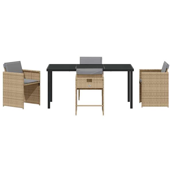 Grote foto vidaxl tuin eetset 5 pcs beige poly rattan tuin en terras tuinmeubelen