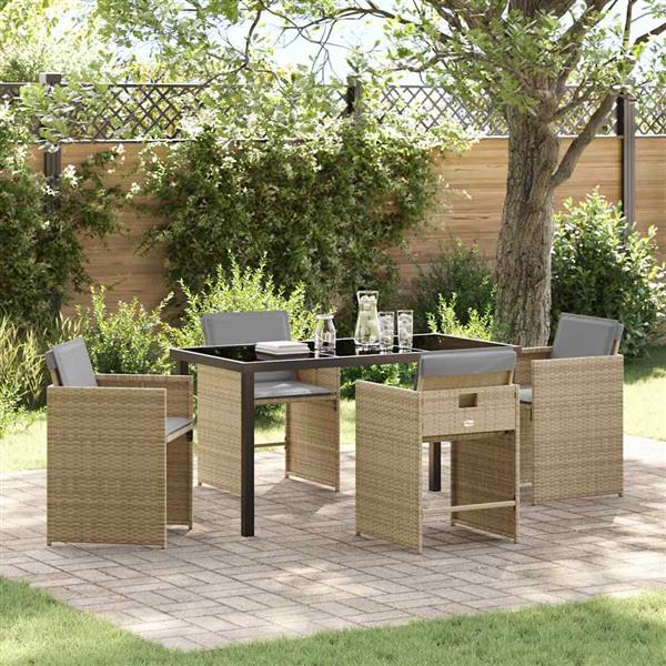 Grote foto vidaxl tuin eetset 5 pcs beige poly rattan tuin en terras tuinmeubelen