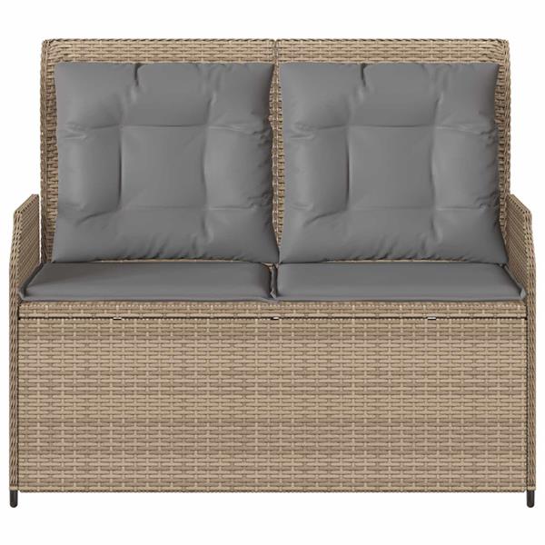 Grote foto vidaxl tuinbank met kussen beige poly riet tuin en terras tuinmeubelen