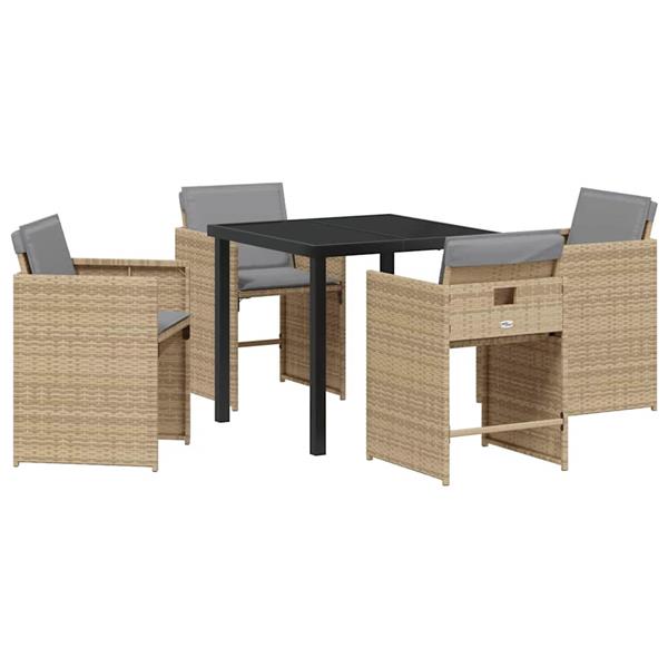 Grote foto vidaxl tuin eetset 5 pcs beige poly rattan tuin en terras tuinmeubelen