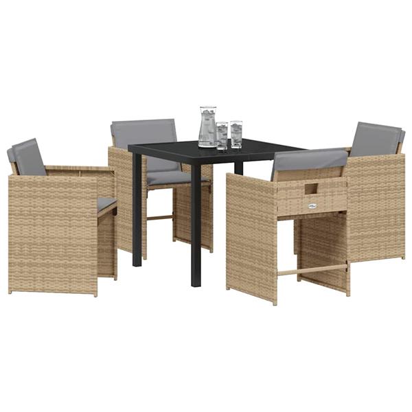 Grote foto vidaxl tuin eetset 5 pcs beige poly rattan tuin en terras tuinmeubelen