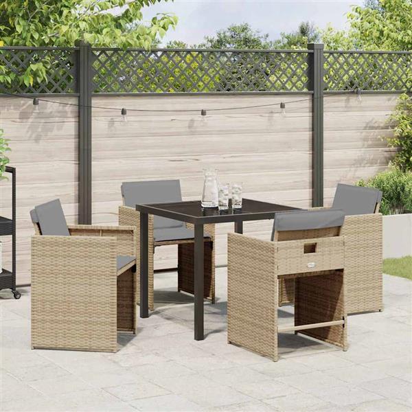 Grote foto vidaxl tuin eetset 5 pcs beige poly rattan tuin en terras tuinmeubelen
