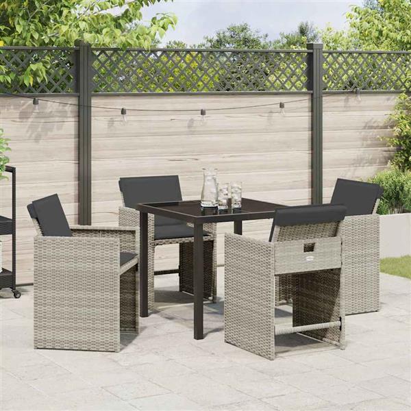 Grote foto vidaxl tuin eetset 5 pcs lichtgrijs poly rattan tuin en terras tuinmeubelen