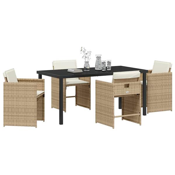 Grote foto vidaxl tuin eetset 5 pcs beige poly rattan tuin en terras tuinmeubelen