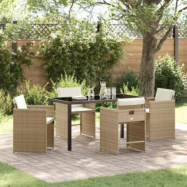 Grote foto vidaxl tuin eetset 5 pcs beige poly rattan tuin en terras tuinmeubelen